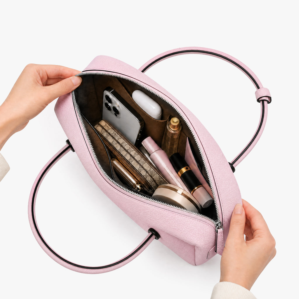 Suede Cut-Out Handle Tote Bag 2-2