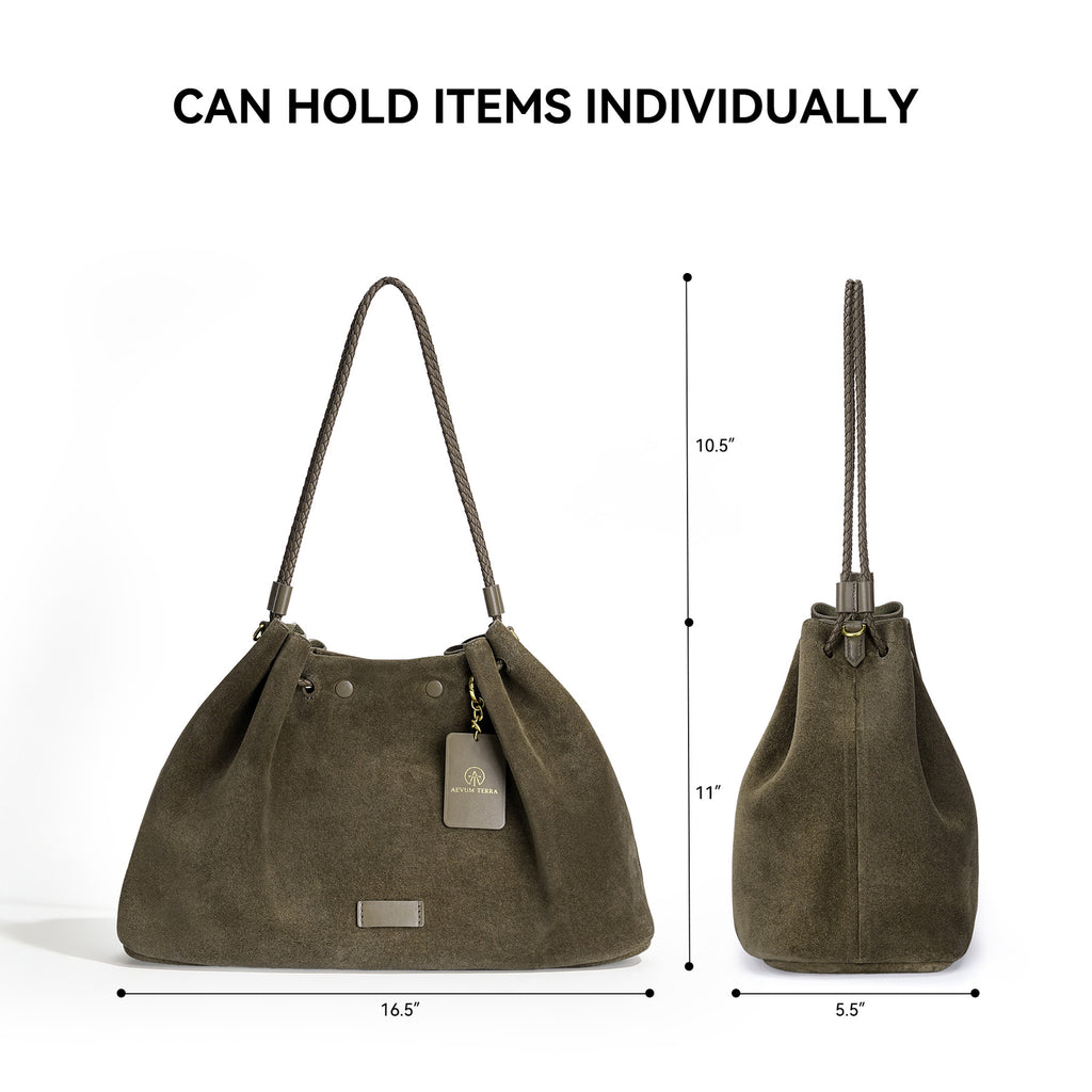 Suede Drawstring Shoulder & Crossbody Bag